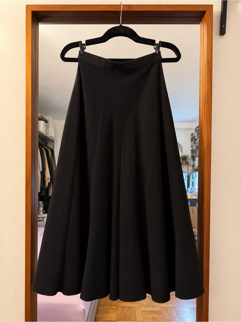 Christian Audigier Black Flared Midi Skirt